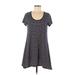 Tutta Bella Casual Dress - A-Line Scoop Neck Short sleeves: Blue Print Dresses - Women's Size Medium