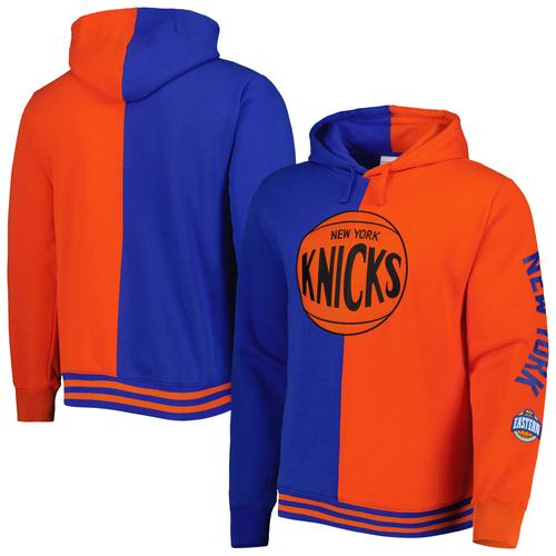 Mitchell & Ness Herren-Kapuzenpullover „Hardwood Classics“ der New York Knicks, blau/orange