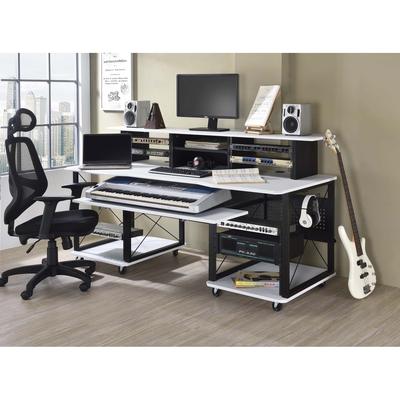 Rectangular Music Desk with 8 Wheels and 1 Keyboard Tray