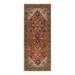 Shahbanu Rugs Terracotta Red Densely Woven Pure Wool Hand Knotted Antiqued Fine Heriz Re-Creation Wide Runner Rug (4'0" x 10'1")