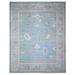 Shahbanu Rugs Beau Blue Soft Wool Hand Knotted Afghan Oushak with Obscured Motifs Vegetable Dyes Oversized Rug (12'1" x 14'10")
