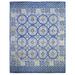 Shahbanu Rugs Bayern Blue Afghan Ersari with Repetitive Rosettes Gul Design Soft Wool Hand Knotted Oriental Rug (9'3" x 11'5")