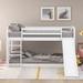 White Twin over Twin Bunk Bed Low Loft Bed with Convertible Slide and Ladder