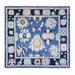 Shahbanu Rugs Sapphire Blue Hand Knotted Afghan Oushak with Pop of Color Natural Dyes Extra Soft Wool Square Rug (9'6" x 10'3")