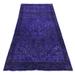 Shahbanu Rugs Affair Purple Overdyed Hamadan, Hand Knotted Pure Wool, Wide Runner Oriental Rug (4'0" x 10'6") - 4'0" x 10'6"