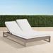 Palermo Double Chaise Lounge with Cushions in Dove Finish - Resort Stripe Air Blue, Standard - Frontgate