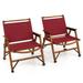 Gymax 2PCS Patio Portable Camping Chair Folding Compact Beach Chair Solid Bamboo Frame