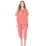 Plus Size Women's Knit Capri Sleep Set by Dreams & Co. in Coral Pink Flamingo (Size 4X)