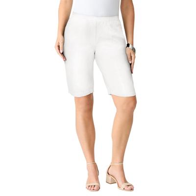 Plus Size Women's Plus Size Classic Stretch Cuffed Short by Denim 24/7 by Roamans in White Denim (Size 42 W)