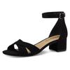 Sandalette TAMARIS, Damen, Gr. 37, schwarz, Textil, Veloursleder, unifarben, elegant, Schuhe, Blockabsastz, Sommerschuh, Riemchensandale mit Kreuzbandage