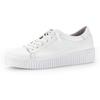 Slip-On Sneaker GABOR, Damen, Gr. 38, weiß, Leder, sportlich, Schuhe Sneaker, mit Gummizug als Zierschnürung, Freizeitschuh, Halbschuh, Schnürschuh