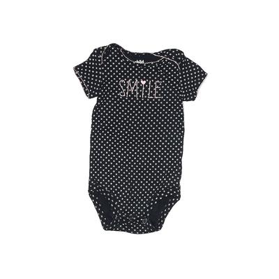 Carter's Short Sleeve Onesie: Black Polka Dots Bottoms - Size 6-12 Month