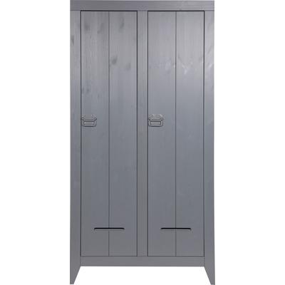 Garderobenschrank WOOOD "Kluis", grau, Holzwerkstoff, Schränke, 2-türig, mit Metallgriffen, H 190 cm x B 95 cm Image