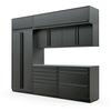 Proslat Fusion Plus 8-Piece Mat Black Garage Cabinet Set with Black Handles and Stainless Steel Countertop