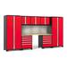 NewAge Products PRO 3.0 Series Red 8-Piece Cabinet Set with Bamboo Top, Slatwall and LED Lights