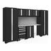 NewAge Products BOLD Series Black 8-Piece Cabinet Set with Stainless Steel Top and Backsplash