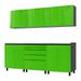 Contur Cabinet 7.5' Premium Lime Green Garage Cabinet System with Stainless Steel Tops