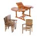 All Things Cedar 5-Piece Butterfly Oval Table Stacking Chair Set with Blue Cushions
