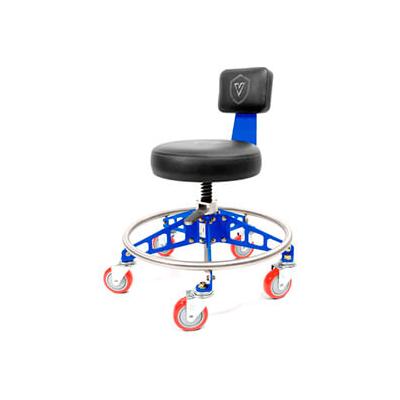 Vyper Chair Robust Steel Max Quick Height Shop Stool (Black Seat, Blue Frame, Red Casters)