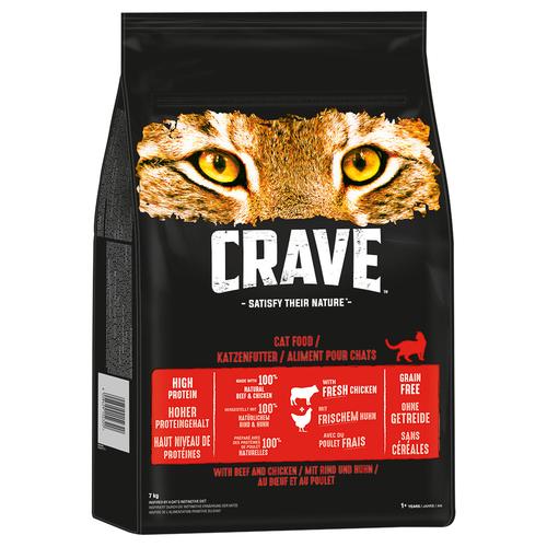 7kg Crave mit Rind & Huhn Katzenfutter trocken