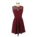 Forever 21 Casual Dress - Fit & Flare: Burgundy Solid Dresses - Women's Size Small