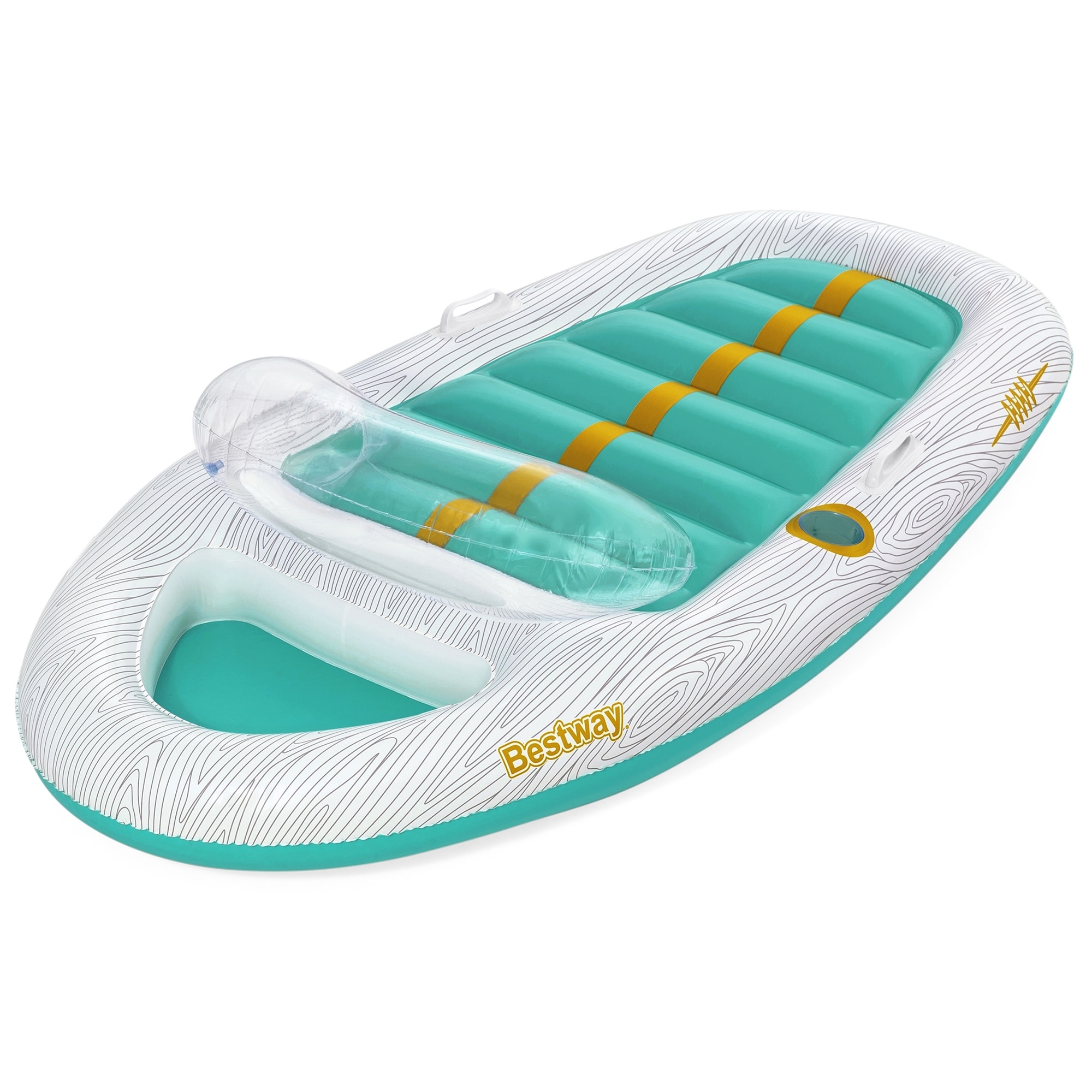 H2OGO! Vacation Yacht Lounge - 7'1" x 46" - White & Green, Bestway, Inflatable Pool & Water Float