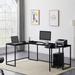 Airuk U-shaped Computer Desk Office Set, Industrial Corner Writing Desk Gaming Table Workstation Desk with CPU Stand