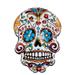 White Blue Inflatable Day of the Dead Halloween Skull Floral Print