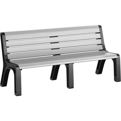 MasonWays 72" x 26" x 33" Gray Plastic Malibu-Style Bench with Black Legs
