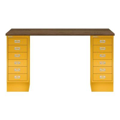 Bisley Schreibtisch »MultiRange« nussbaumfarbene Platte mit 12 Schubladen grün, 140x74x60 cm Image