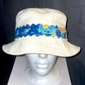 Disney Accessories | Disney 100% Cotton Cream & Blue Stitch Tropical Bucket Hat | Color: Blue/Cream | Size: 59cm