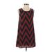 Anna Grace Casual Dress - Shift Scoop Neck Sleeveless: Orange Chevron/Herringbone Dresses - Women's Size Small