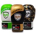 RingMaster Boxing Gloves Bag Punch Focus Mitts Training MMA Sparring Martial Arts kickboxing (Gold-Black, 14oz)