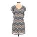 Lots of Love Casual Dress - Shift: Blue Chevron Dresses - Women's Size 7