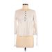 Forever 21 3/4 Sleeve Top Ivory Keyhole Tops - Women's Size Medium