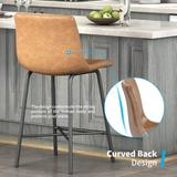 Mixoy Bar Stools, Upholstered Faux Leather Barstools with Back, Modern High Bar Chairs Arts Bar Height Stools