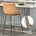 Mixoy Bar Stools, Upholstered Faux Leather Barstools with Back, Modern High Bar Chairs Arts Bar Height Stools