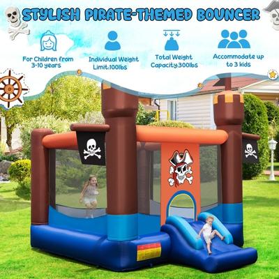 Pirate-Themed Inflatable Bounce Castle with Large Jumping Area