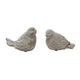 Kima Set of 2 Sitting Resting Birds Accent Decor, Weathered Gray Ceramic