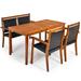 4 Pieces Patio Rattan Dining Furniture Set with Acacia Wood Frame Chair - 57" x 29.5" x 29.5" (L x W x H)