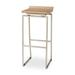 Givens Light Brown Solid Wood with Silver Metal Frame Bar Stool - 14"W x 15.7"D x 31.7"H