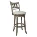 OSP Home Furnishings Swivel Stool 30 with Slatted Back in Antique Grey Finish