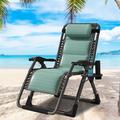 Docred Zero Gravity Chair Lawn Recliner Patio Lounger Chair Folding Portable Chaise Cup Holder Adjustable Headrest Maximum load capacity 350 Lbs