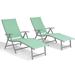 Crestlive Products 2PCS Green Outdoor Chaise Lounge Chairs Aluminum Folding Recliners