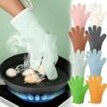 Silicone Smoker Oven Gloves-Heat Resistant BBQ Gloves-Deal Hot Food on Your Grill Barbecue Fryer & Pit Waterproof Grilling Cooking & Baking Mitts for Kitchen & Outdoor