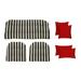 RSH DÃ©cor Indoor Outdoor 7 Piece Tufted Wicker Cushion Set + Pillows Standard Black & White Stripe + Red