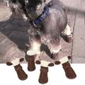 4Pcs Pet Shoes Warm-keeping Adjustable Fabric Puppy Warm Snow Boots Pet Winter Costume for Autumn Brown