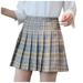 frehsky plaid skirts for women women s fashion high waist pleated mini skirt slim waist casual tennis skirt grey