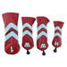 4 Pieces Waterproof PU Leather Golf Head Cover Hybrid Club Protector Sleeves Golfing Iron Head Covers Red