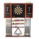 GSE Games & Sports Expert 10 Billiard Pool Cue Wall Mounted Rack & Dart Board Cabinet Combination Cue Rack Only. Dartboard Cabinet Only with Dart Scoreboard (Mahogany)